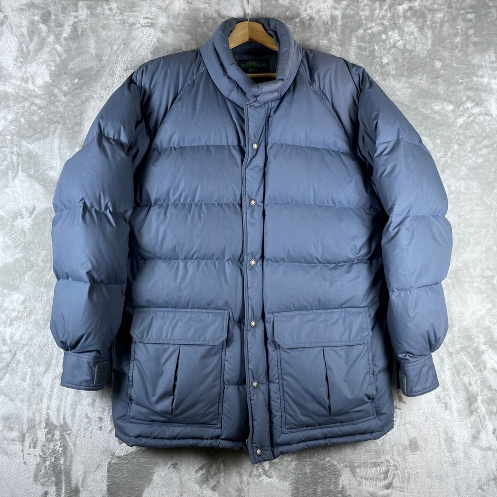Vintage REI Peak Value Puffer Jacket Mens XL Blue Goose Down Expedition 80s